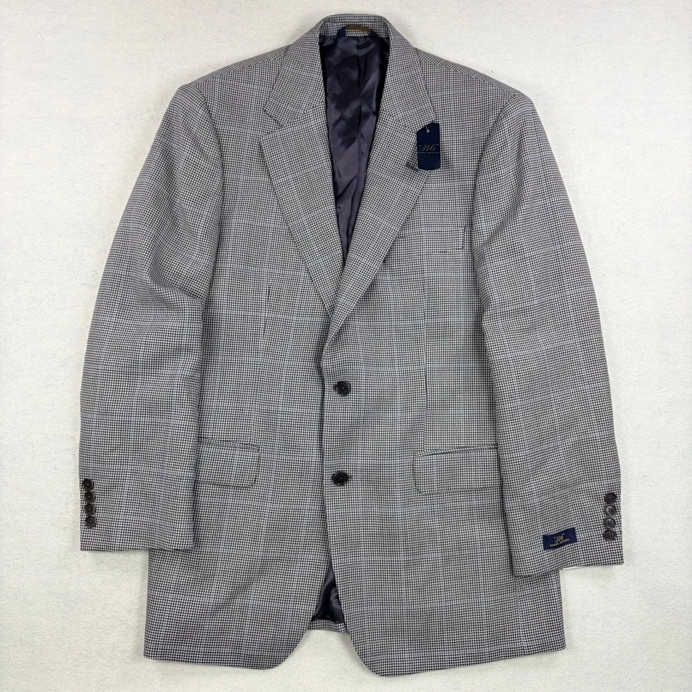 NWT! Brooks Brothers 346 Mens 40R Wool Houndstooth Blue Windowpane Sport Coat